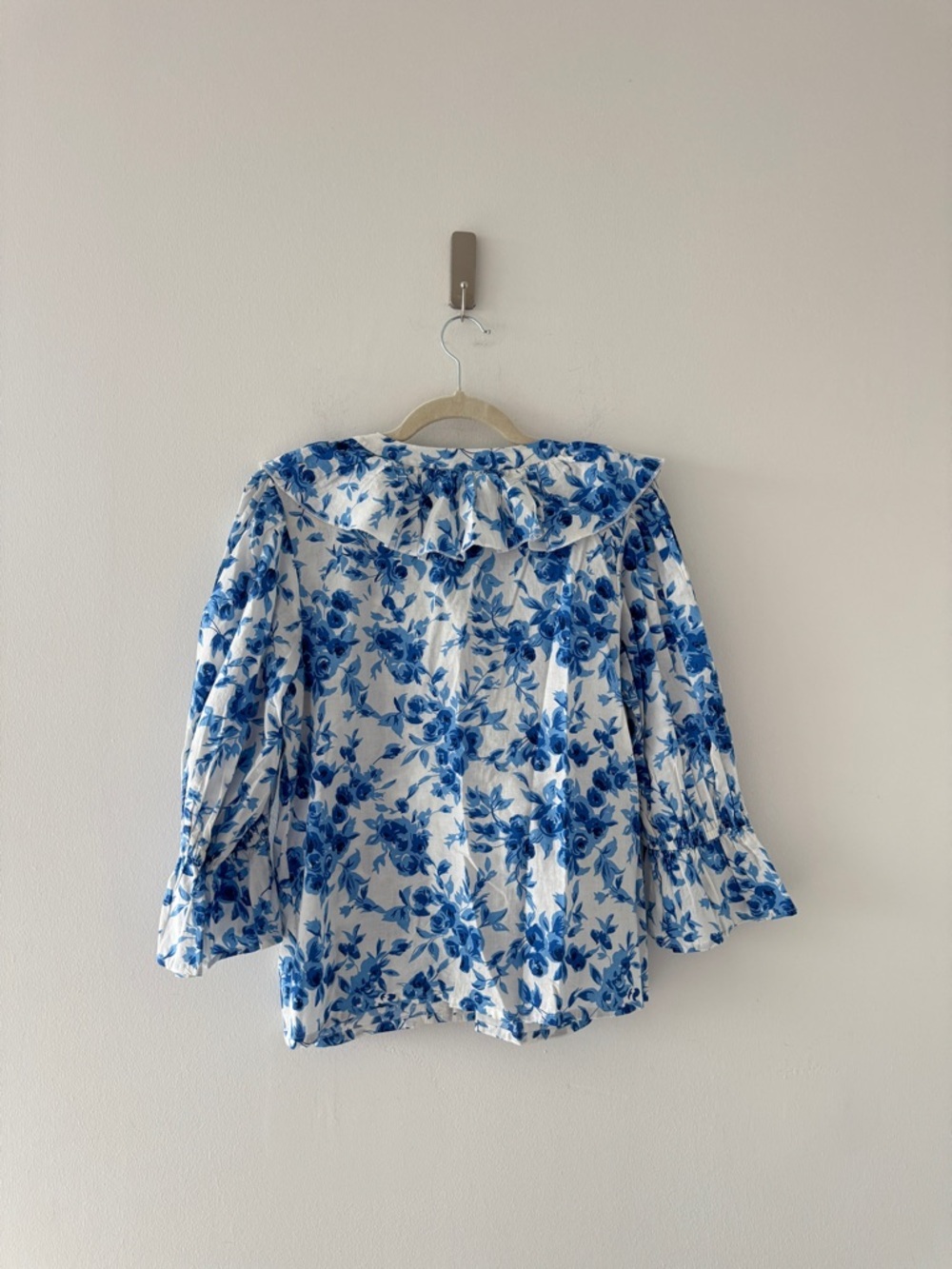 MILLIE Blue Floral Cotton Blouse S - Picture 5 of 5